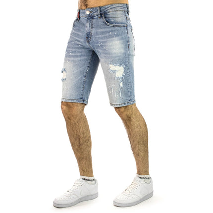 2Y Studios Victor Ripped Slim Fit Shorts - light blue 2Y-VICTOR-SHORTS-LBLUE-